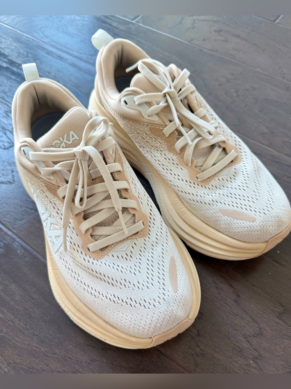 HOKA Bondi 8 Women’s 6.5 Cream Beige Neutral Running Walking Shoes